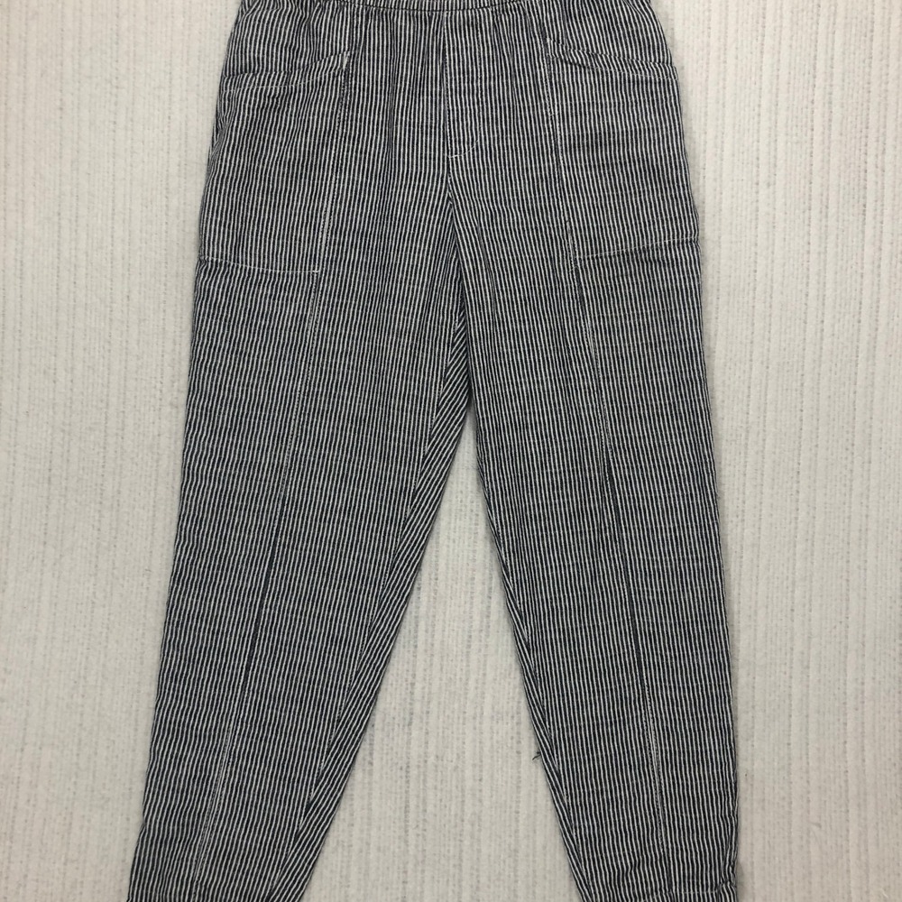 Old Navy Womens High Rise Straight Taper Hickory Stripe Pants Blue White Small